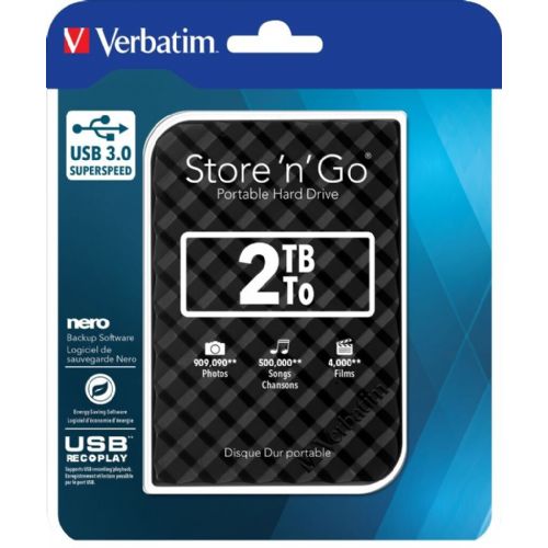 VERBATIM HDD USB Store 'n' Go 2TB BLACK 53195